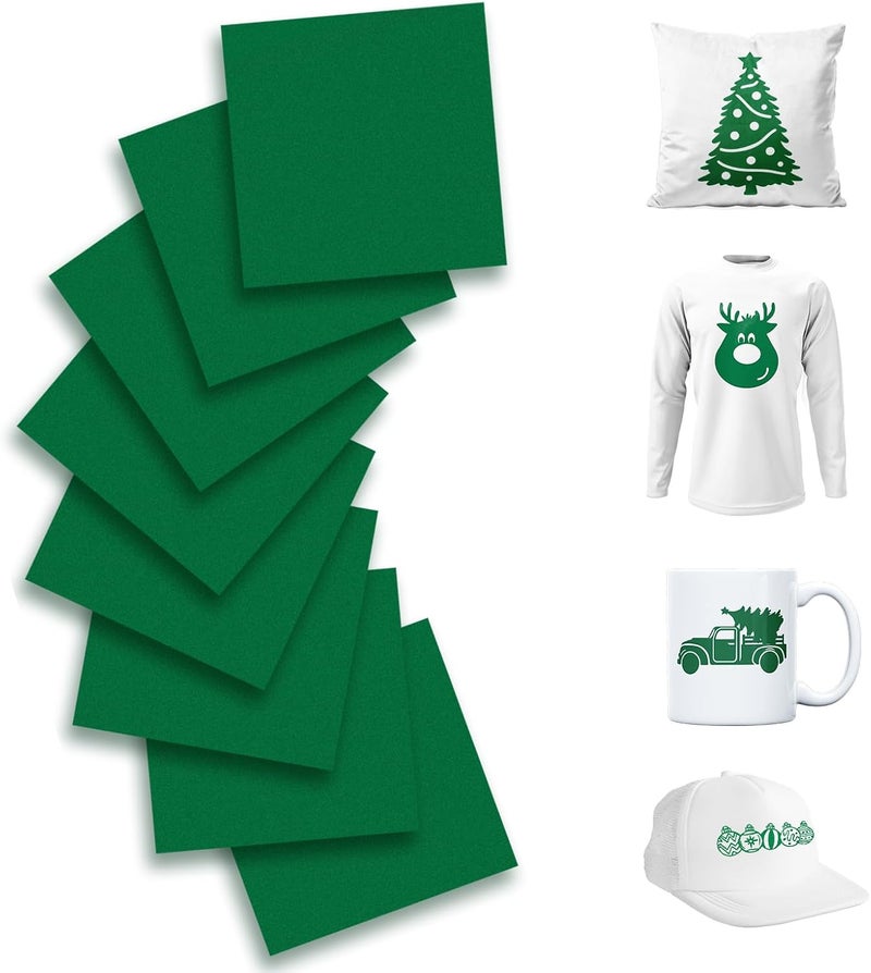 KASYU Infusible Transfer Ink Sheets Bundle for Cricut Mug Press,Infused Ink Paper for Sublimation,8Pcs 12x11.8Inch Solid Green Pre-Inked Sublimation Transfer Paper for Poly Fabric/Coaster - Image 1